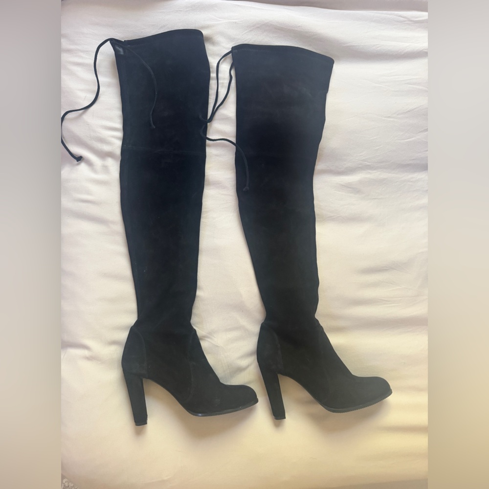 Stuart Weitzman Black Suede Highland Boots US 8 (EU 38.5) Revolve